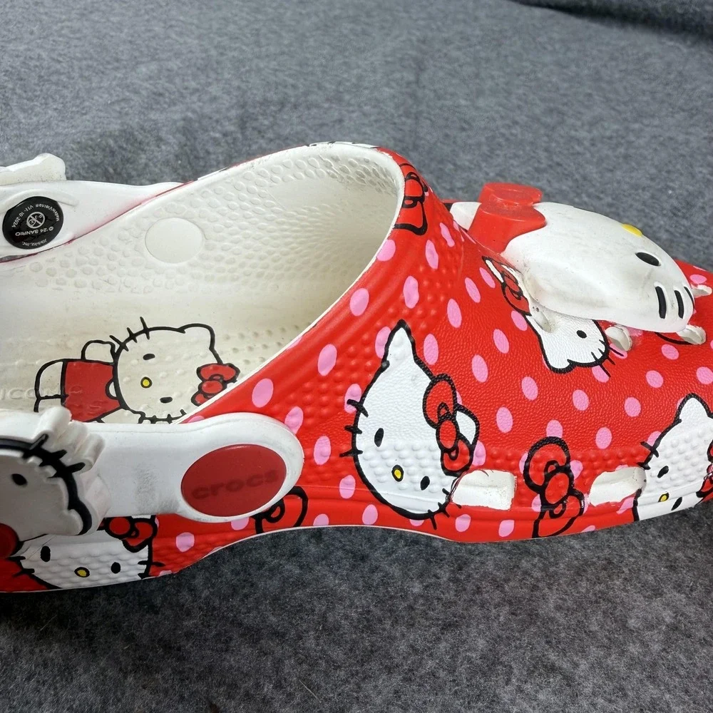 Crocs Hello Kitty Kuromi Clog Sandals Girls Size 11 C Red Polka Dot Print Anime - Picture 10 of 13